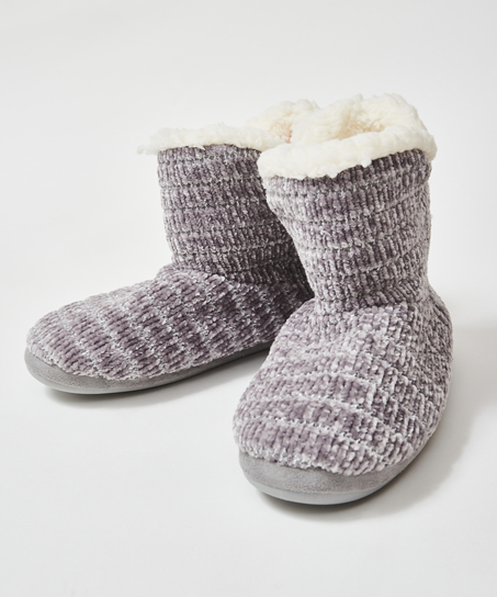 Pantoffeln aus Chenille, Grau