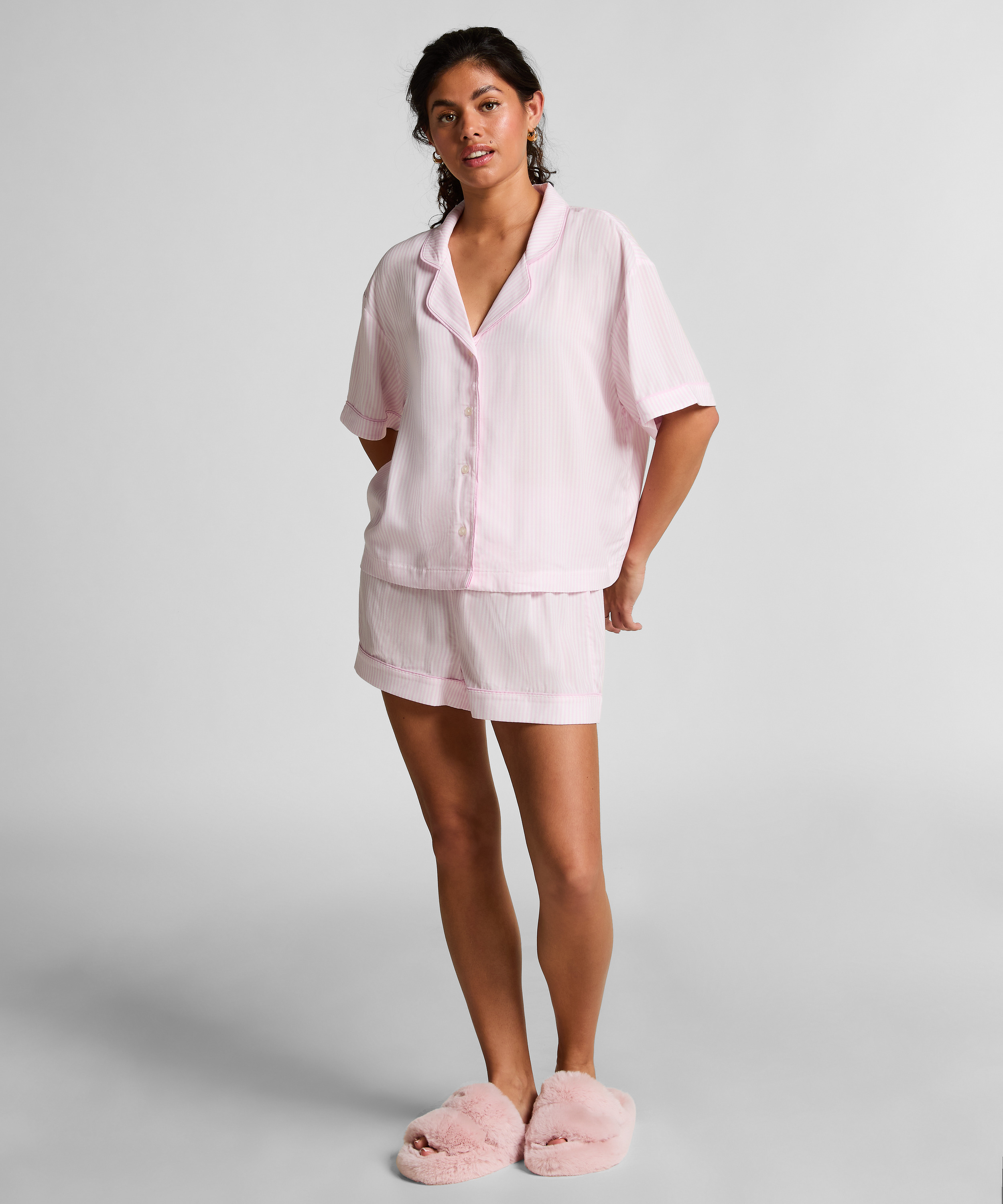 Kurzärmelige Pyjama-Jacke, Rose, main