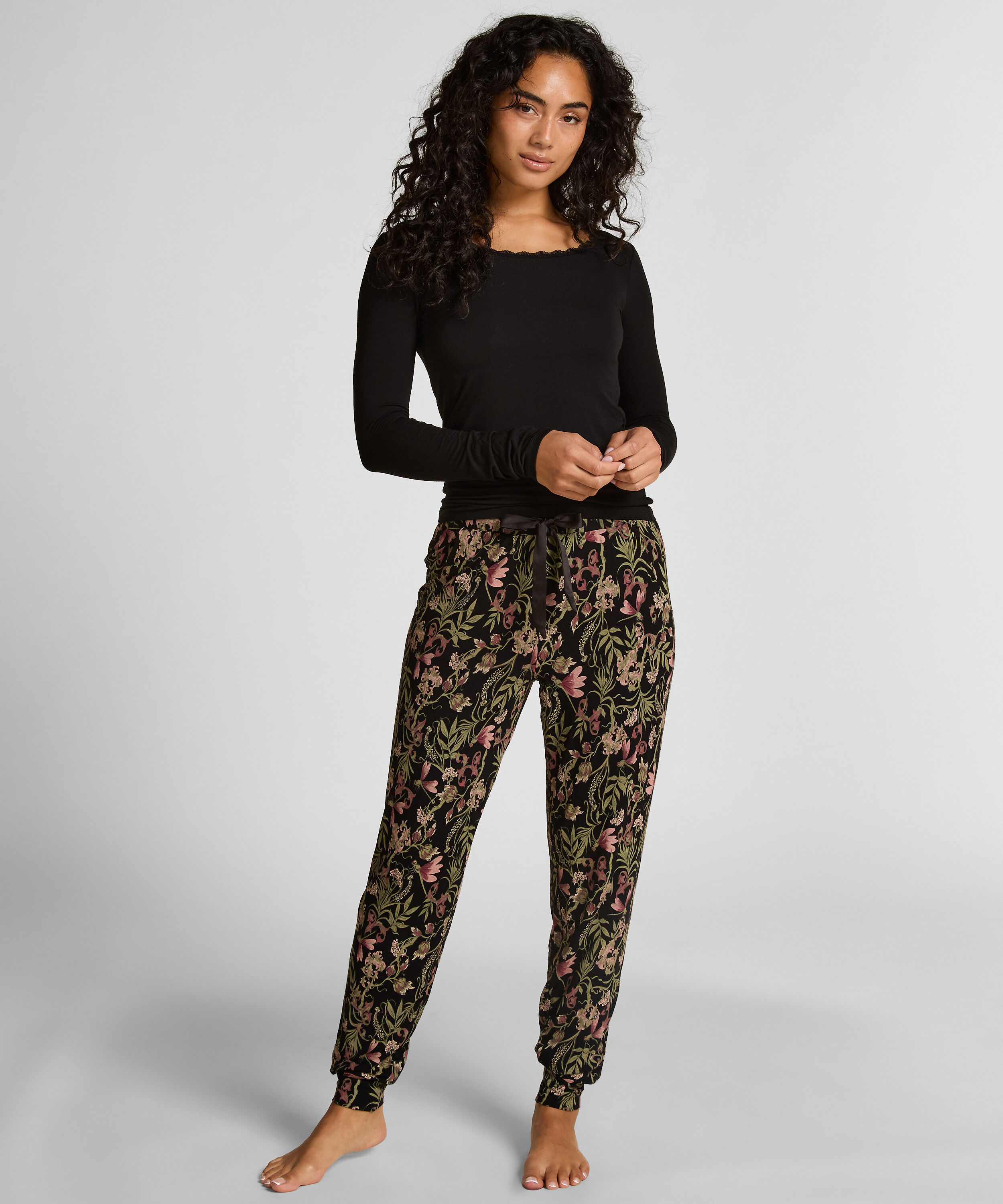 Pyjamahose Jersey, Schwarz