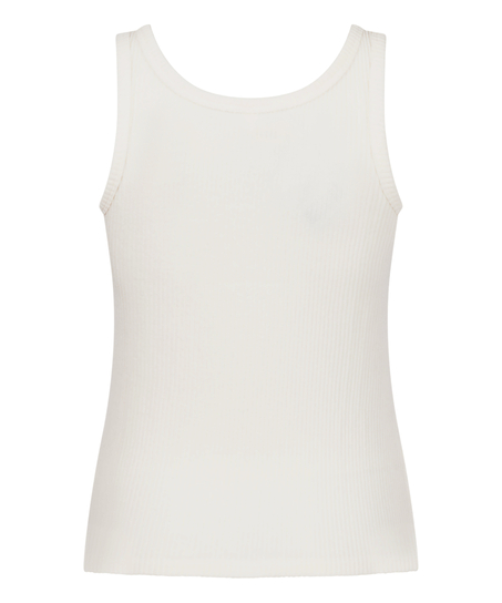 Singlet aus gebürstetem Jersey-Rippstrick, Weiß