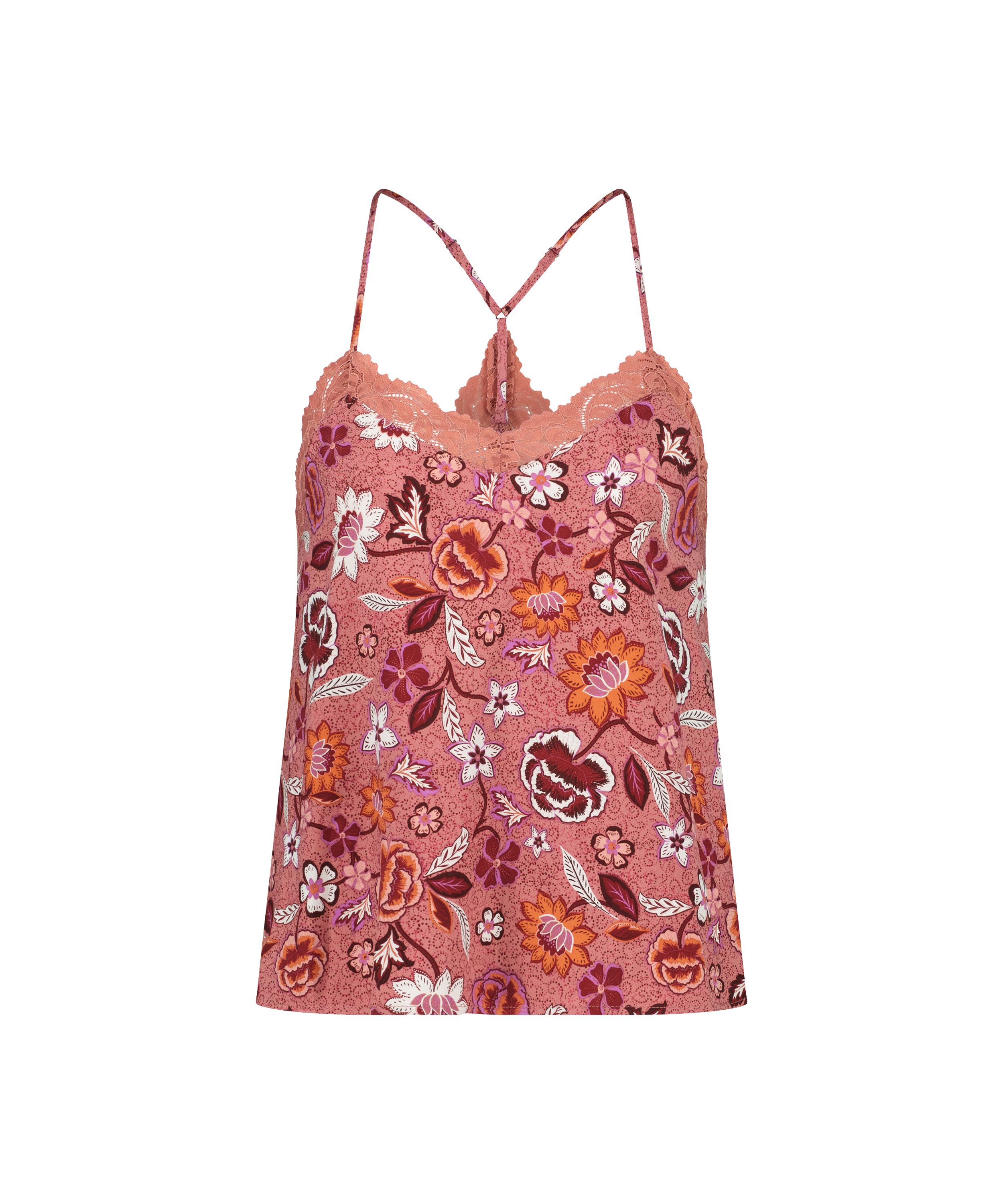 Top Cami en dentelle tiss&eacute;e, Rose, main