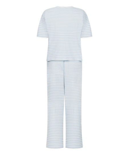 Pyjama-Set Baumwolljersey Lang, Blau