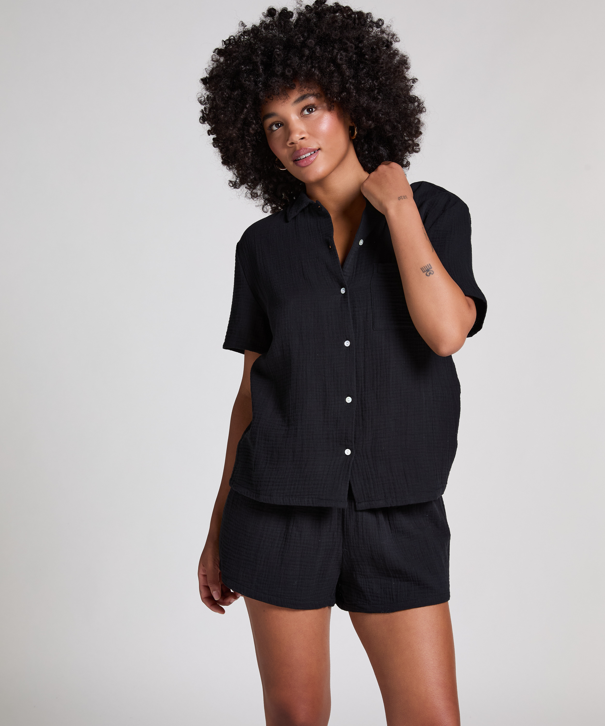 Musselin-Jacke, Schwarz, main