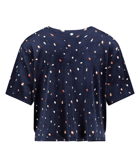 Top Velours Pocket, Blau