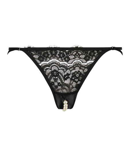 Brazilian mit hohem Ausschnitt Portia, mit offenem Schritt, Schwarz