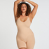 Nahtlos betonender Bodysuit mit hohem Beinausschnitt, Beige