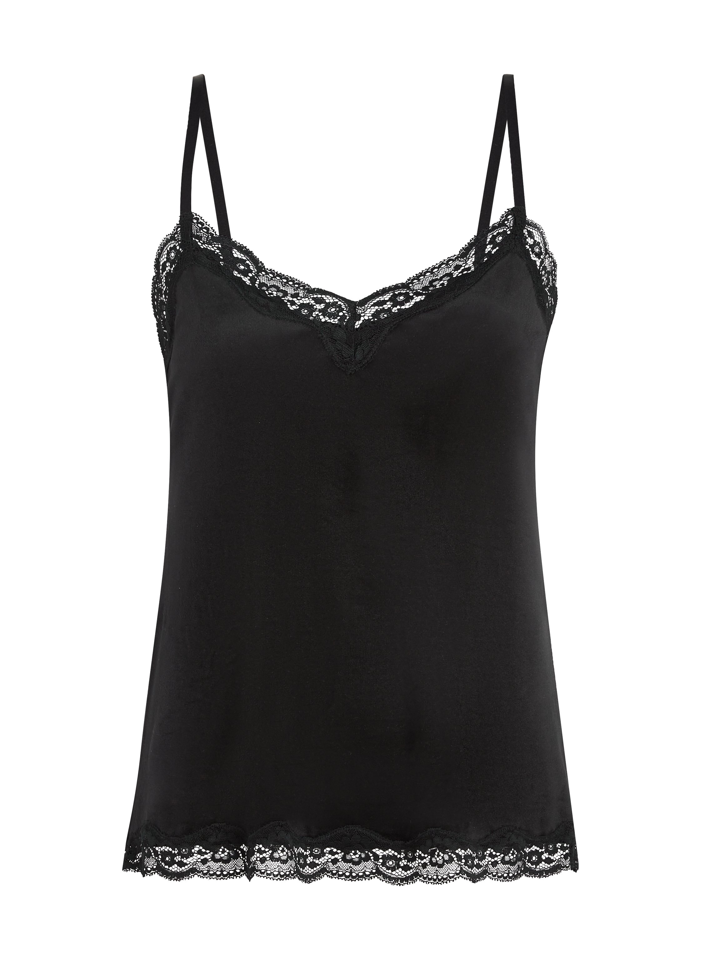 Cami Top Velours Lace, Schwarz, main
