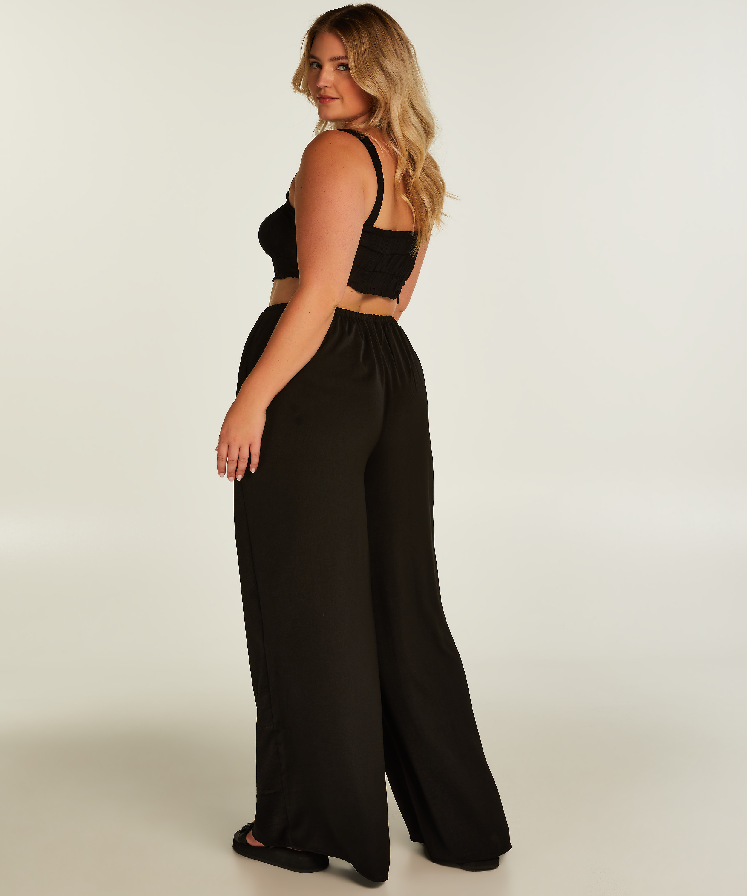 Top court Ruched, Noir, main