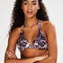 Triangel-Bikinitop mit Animal Print, Schwarz