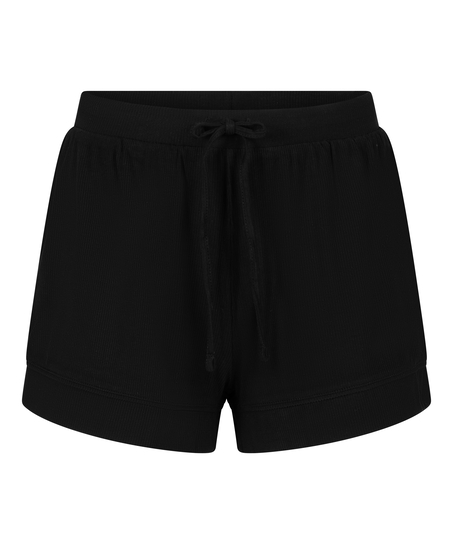 Essential-Shorts aus Ripp-Jersey, Schwarz