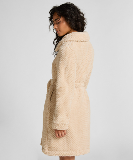 Robe de chambre en polaire à fermeture éclair, Blanc