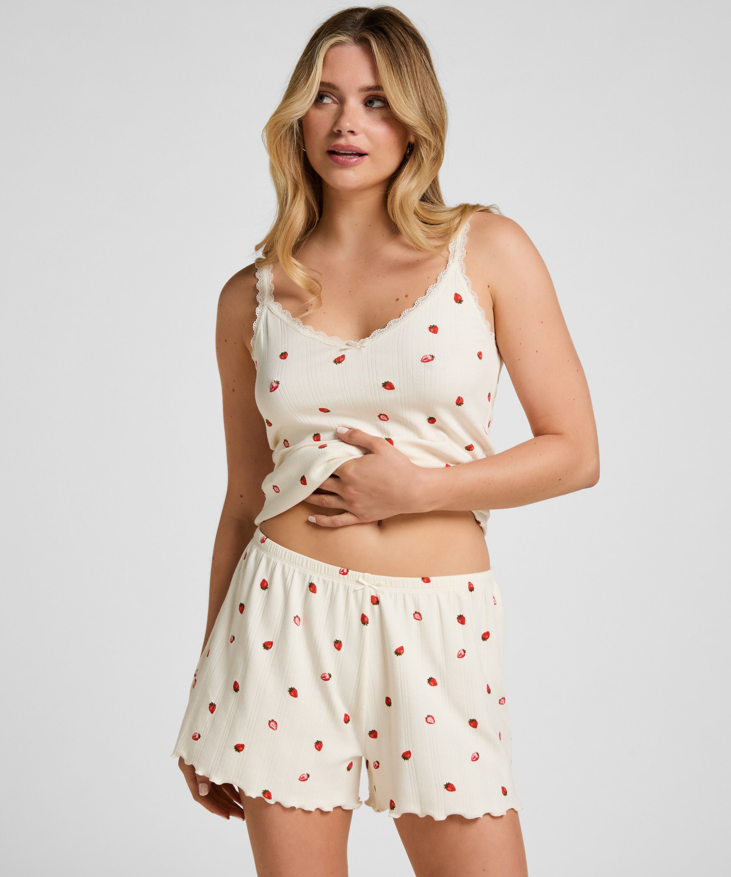 Short de pyjama Pointelle, Blanc Short de pyjama Pointelle, Blanc