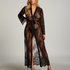 Long Kimono Allover Lace, Noir
