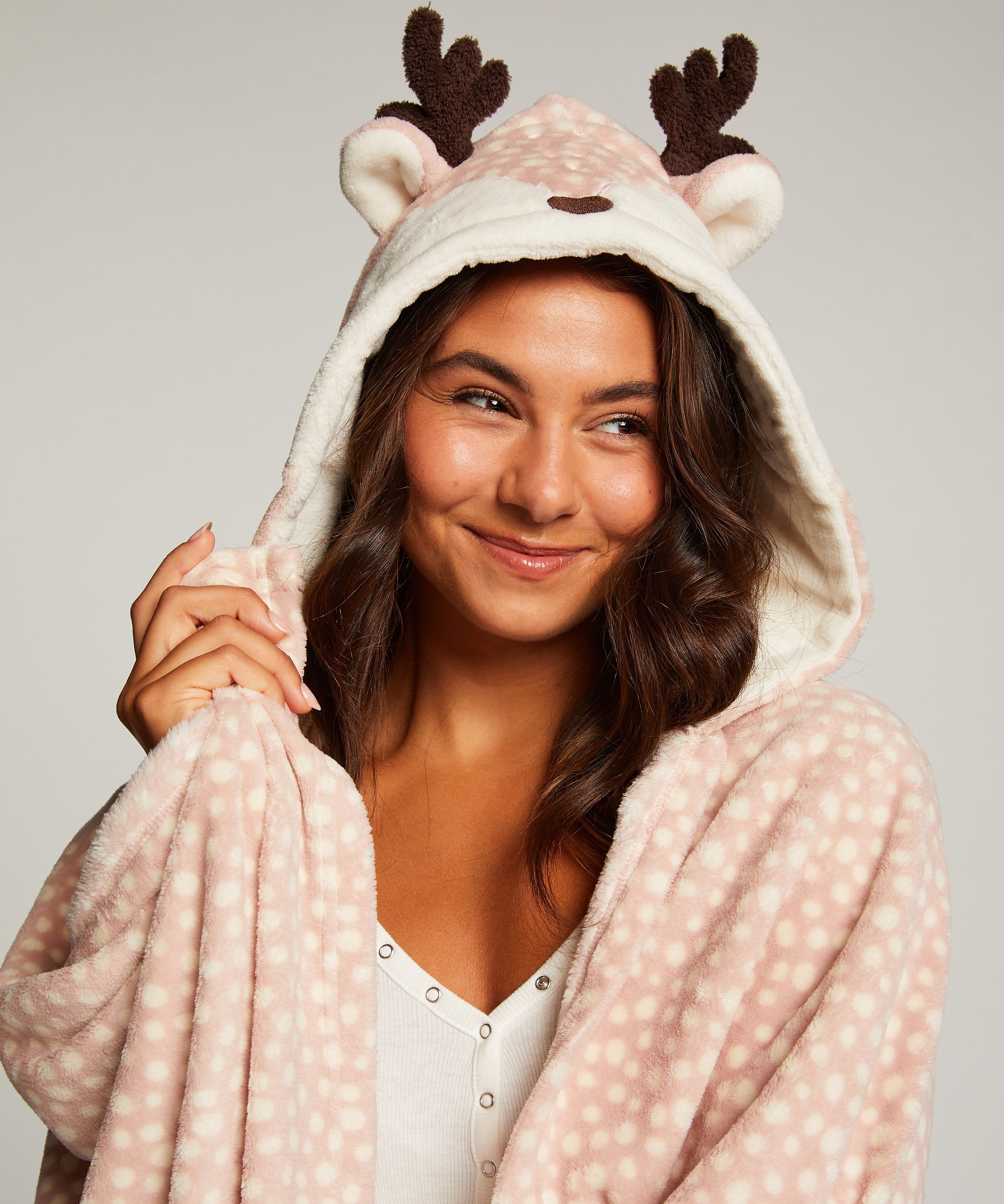 Plaid câlin Renne, Rose, main