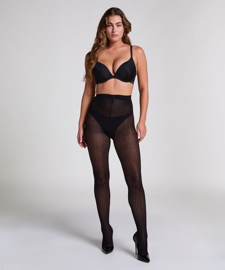 Strumpfhose Graphic Stripe, Schwarz