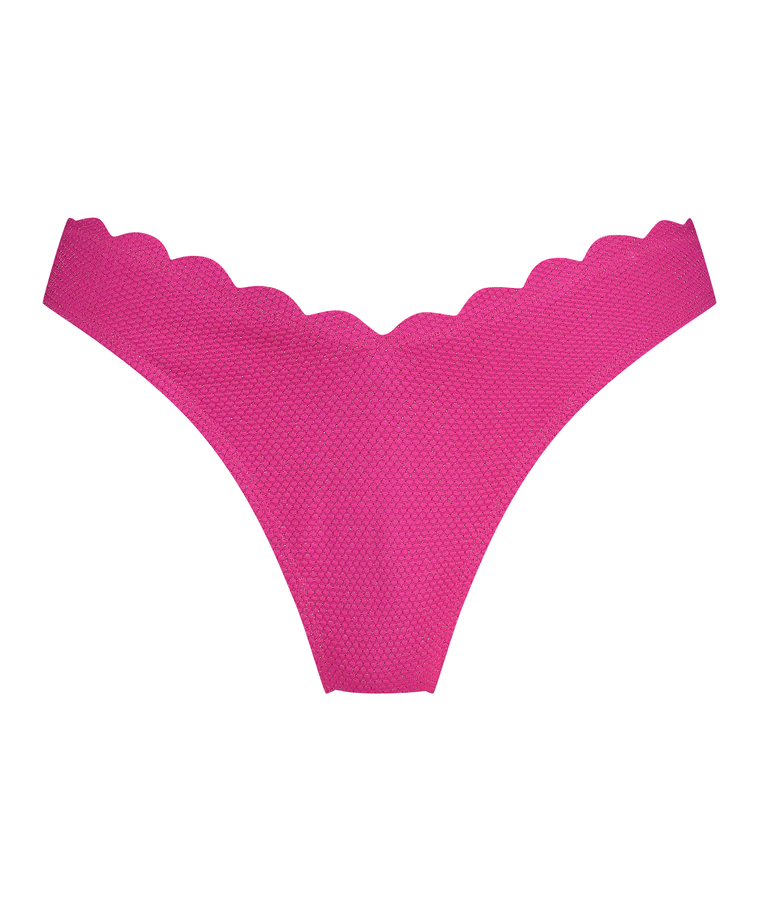 Slip de Bikini Échancrés Lurex Scallop, Rose, main
