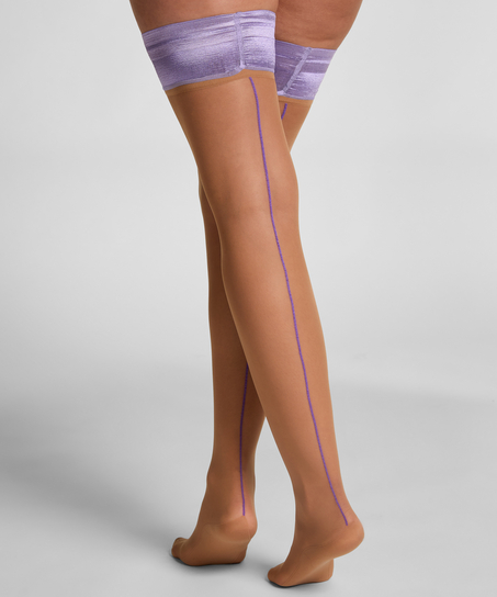 Halterlose Strümpfe 15 Denier Backseam, Lila