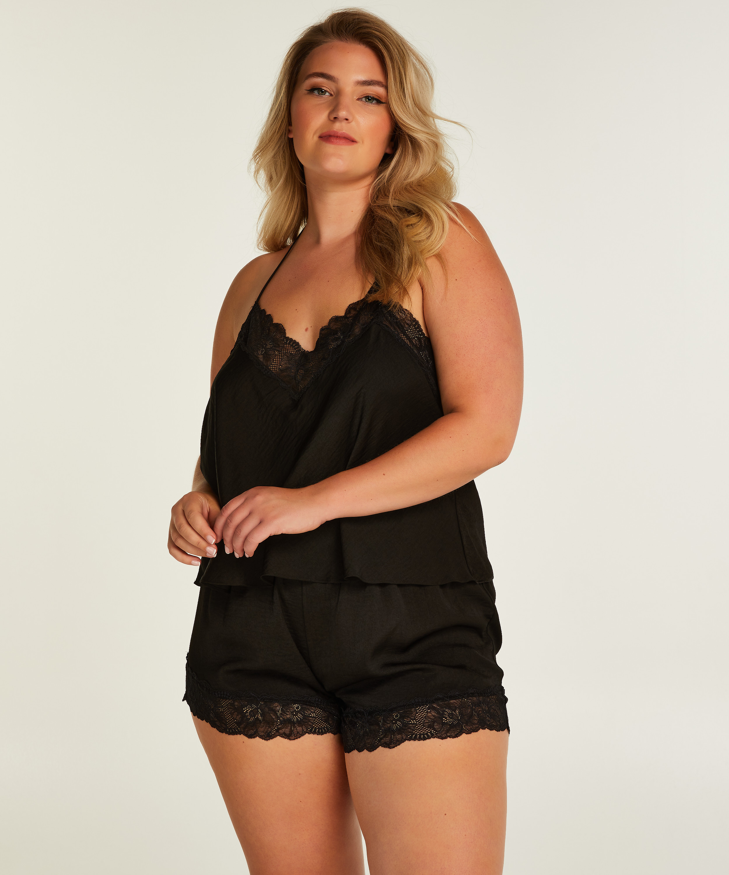 Cami Top Satin, Schwarz, main