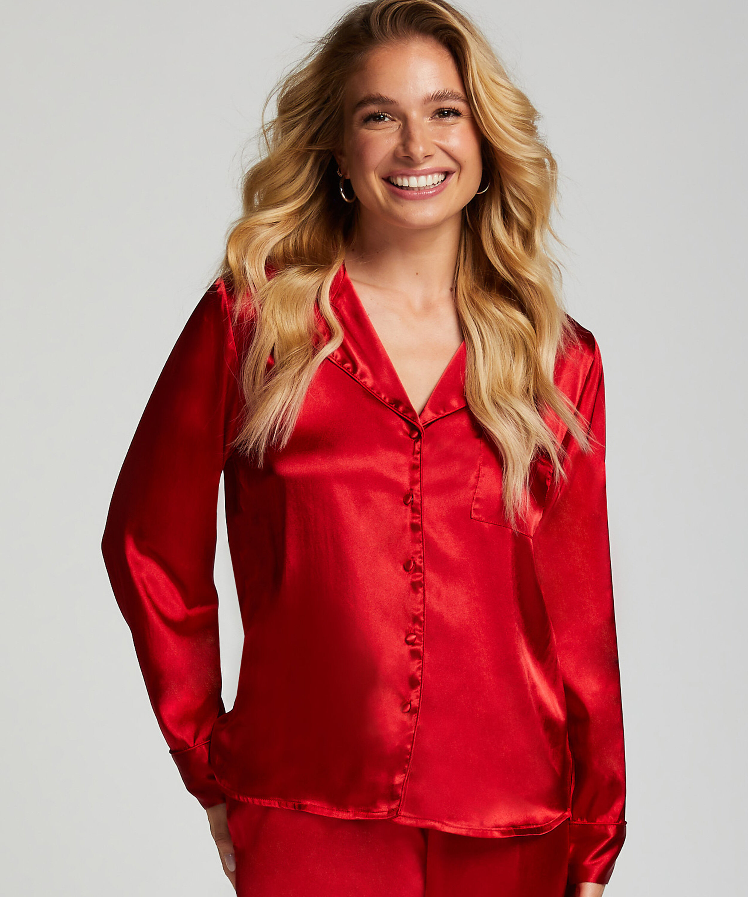 Langarmjacke Satin, Rot