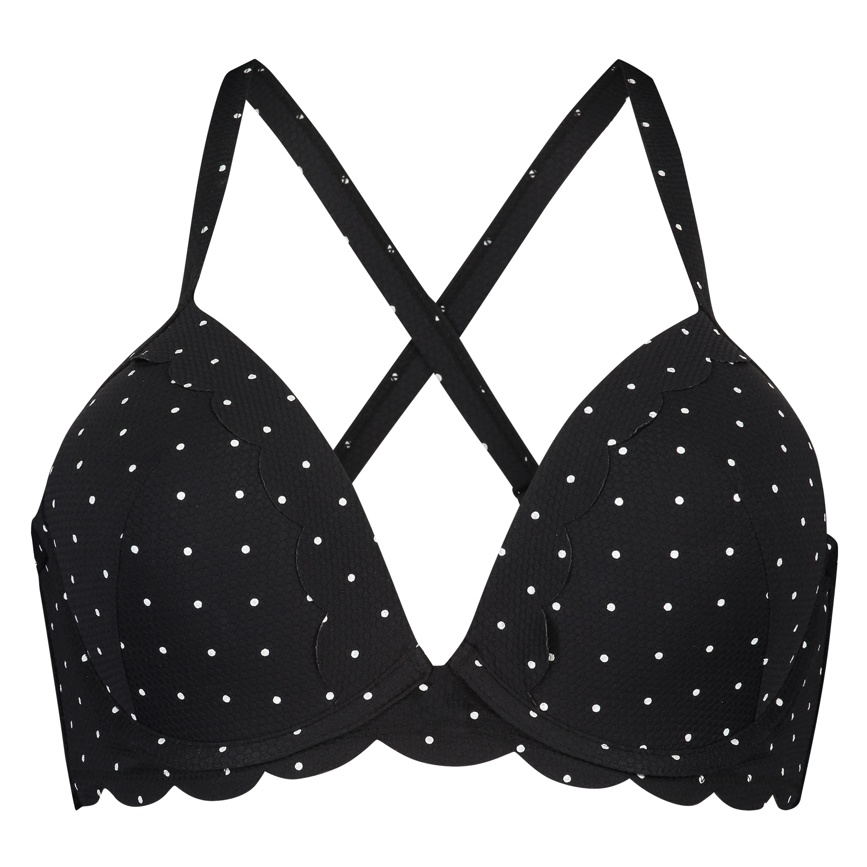 Haut de bikini &agrave; armatures pr&eacute;form&eacute; Scallop Taille E +, Noir, main