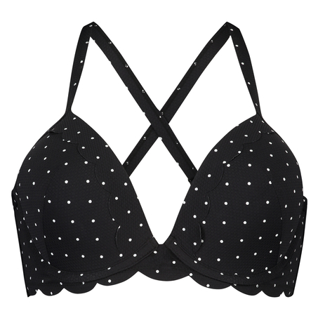 Haut de bikini &agrave; armatures pr&eacute;form&eacute; Scallop Taille E +, Noir