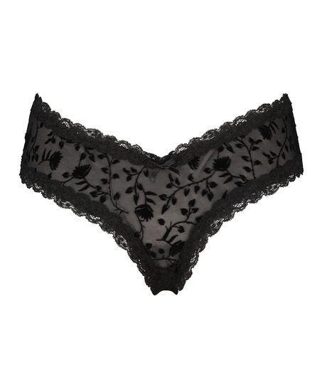 Slip brésilien V-shape mesh, Noir