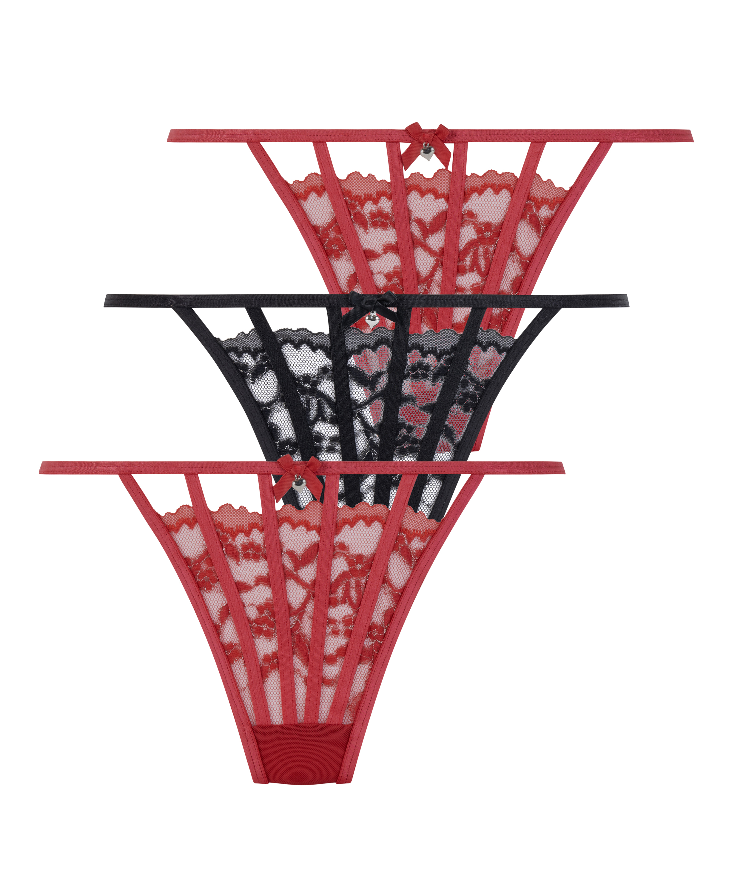 Pack de 3 strings, Rouge, main