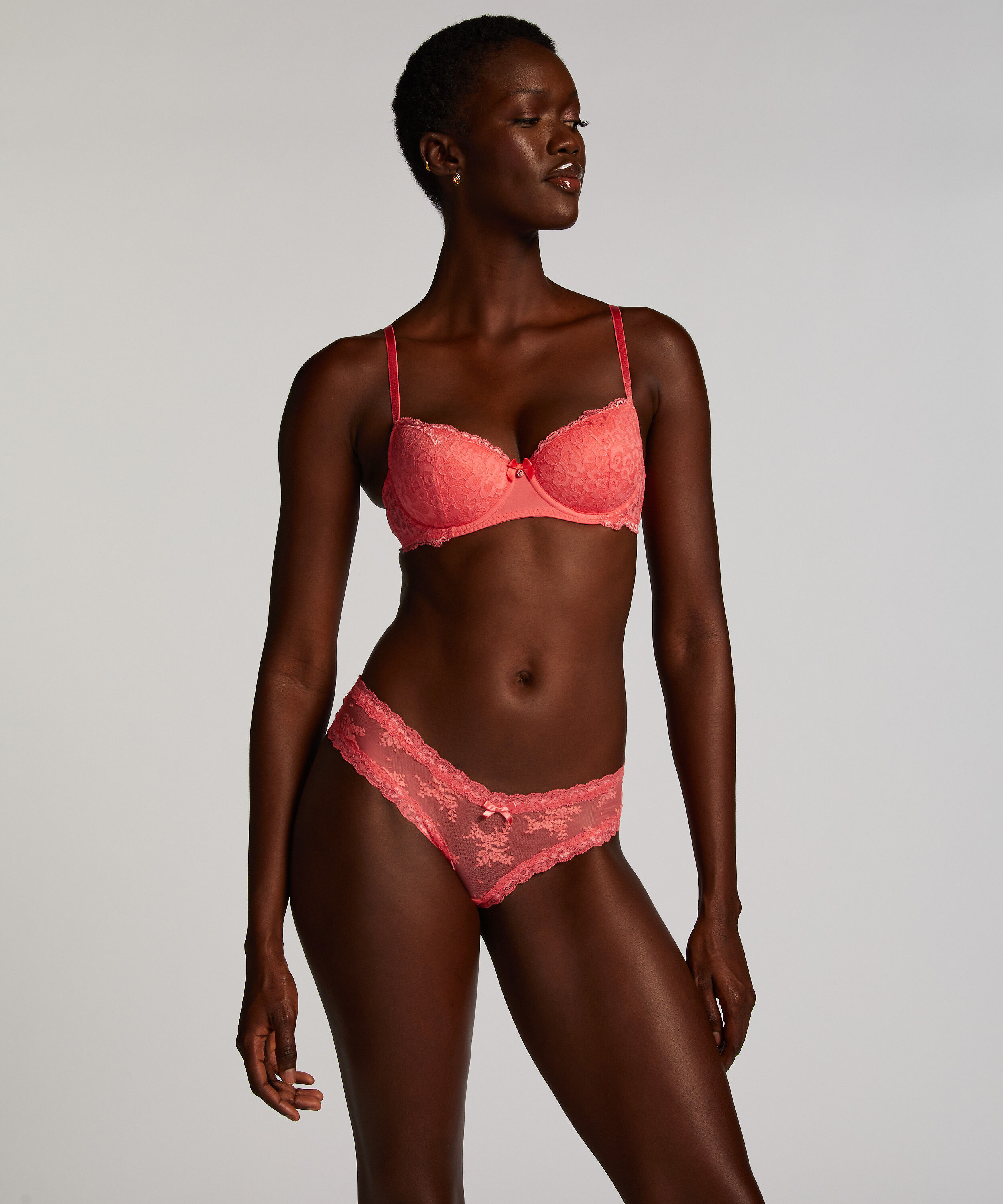 Slip brésilien V-shape mesh, Rose