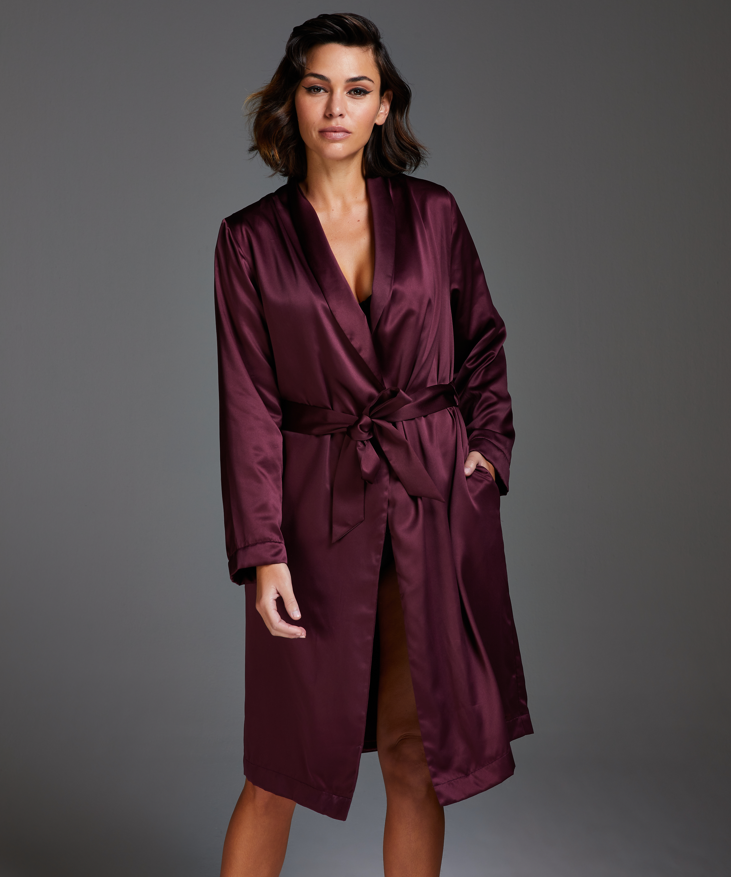 Bademantel Satin Fleece, Lila, main