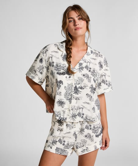 Kurzärmelige Jacke aus Webstoff, Weiß