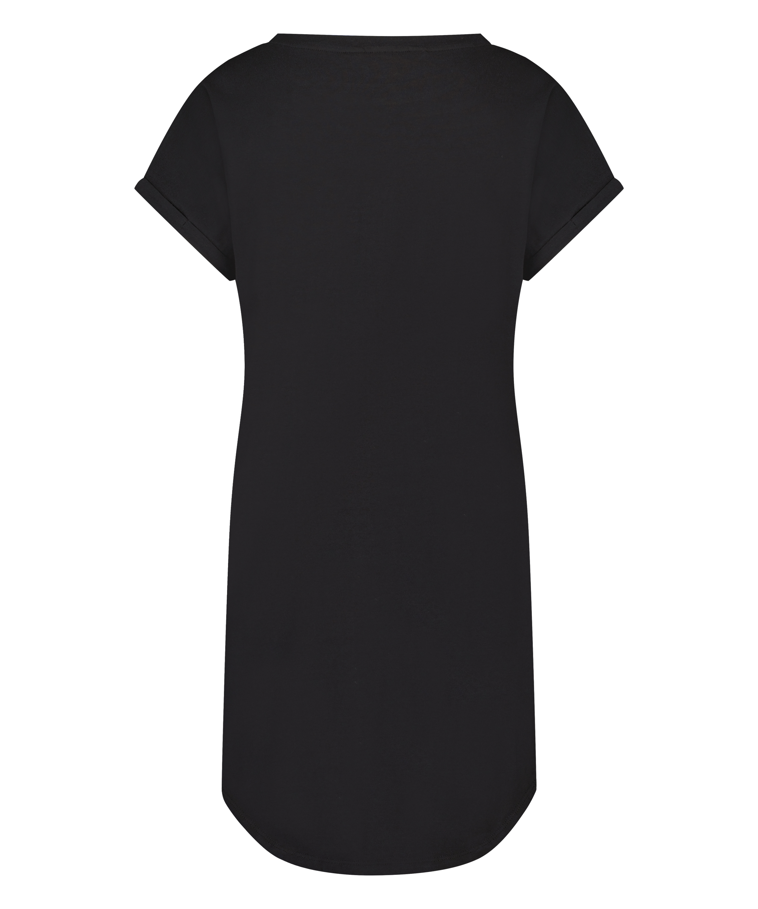 Chemise de nuit col rond, Noir, main