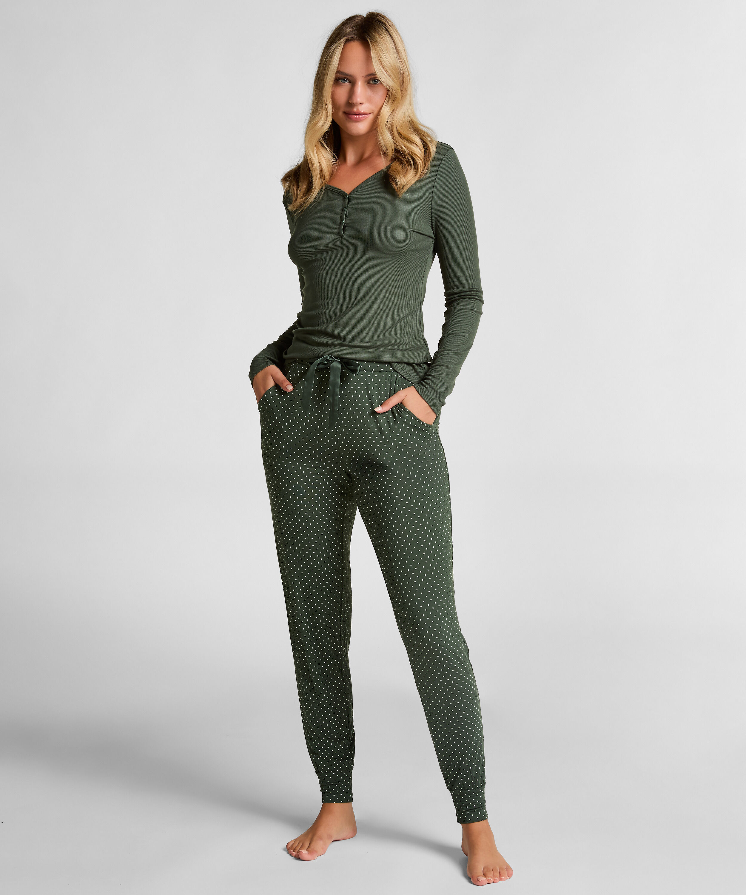 Pyjamahose Jersey, Grün