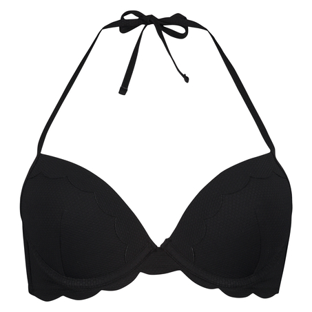 Haut de bikini à armatures à effet push-up préformé Scallop Taille A - E, Noir