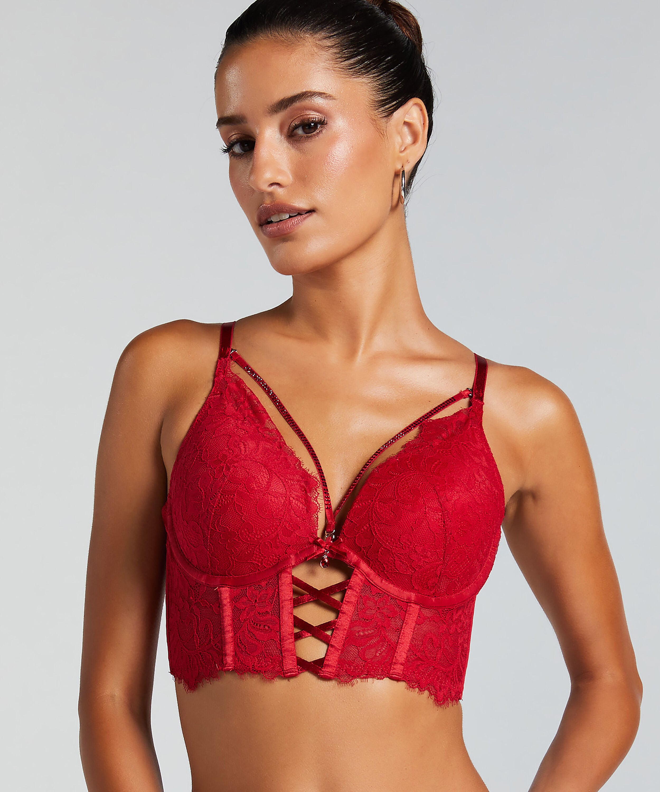 Soutien-gorge à armatures longline push-up préformé Charlotta, Rouge