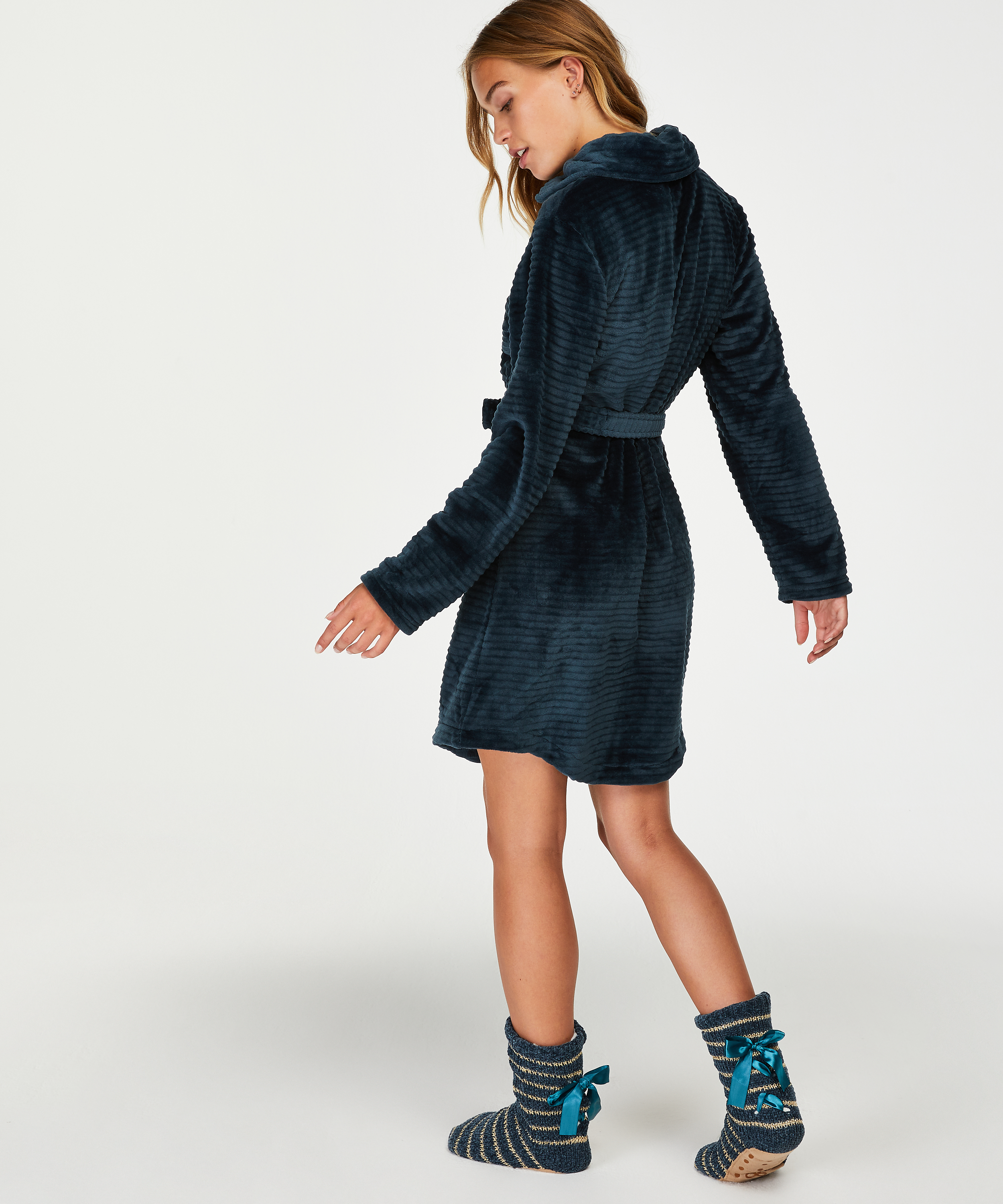 Bademantel Zip Fleece, Blau, main