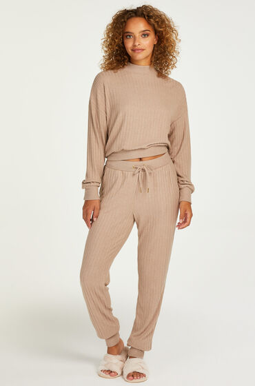 Hunkemöller Pyjamahose Brushed Rib Grau