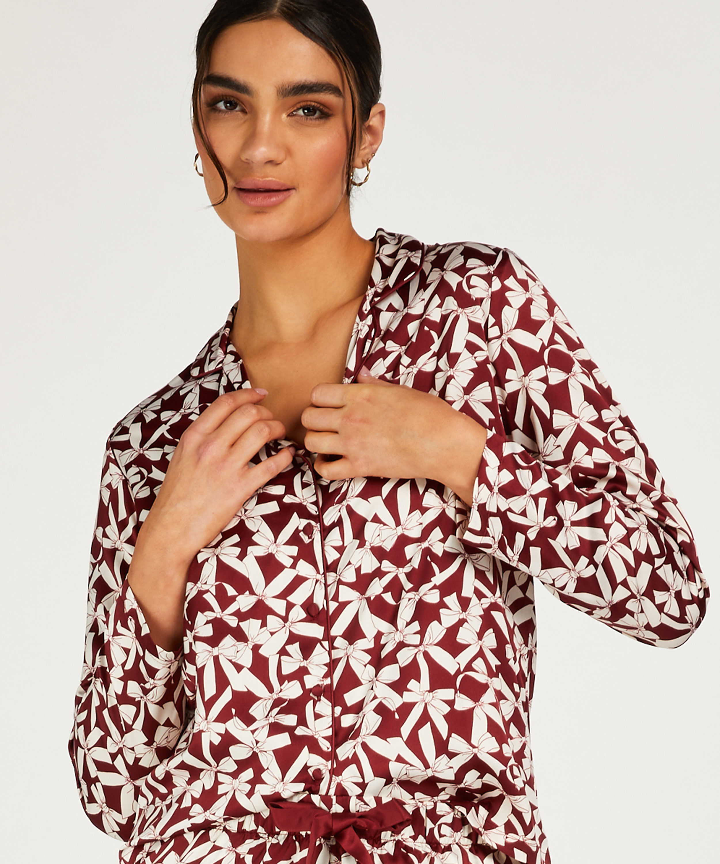 Veste &agrave; manches longues Satin, Rouge, main