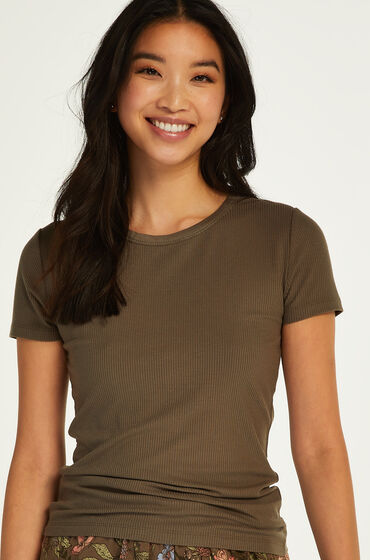 Hunkemöller Haut de pyjama manches courtes rib crew neck Vert