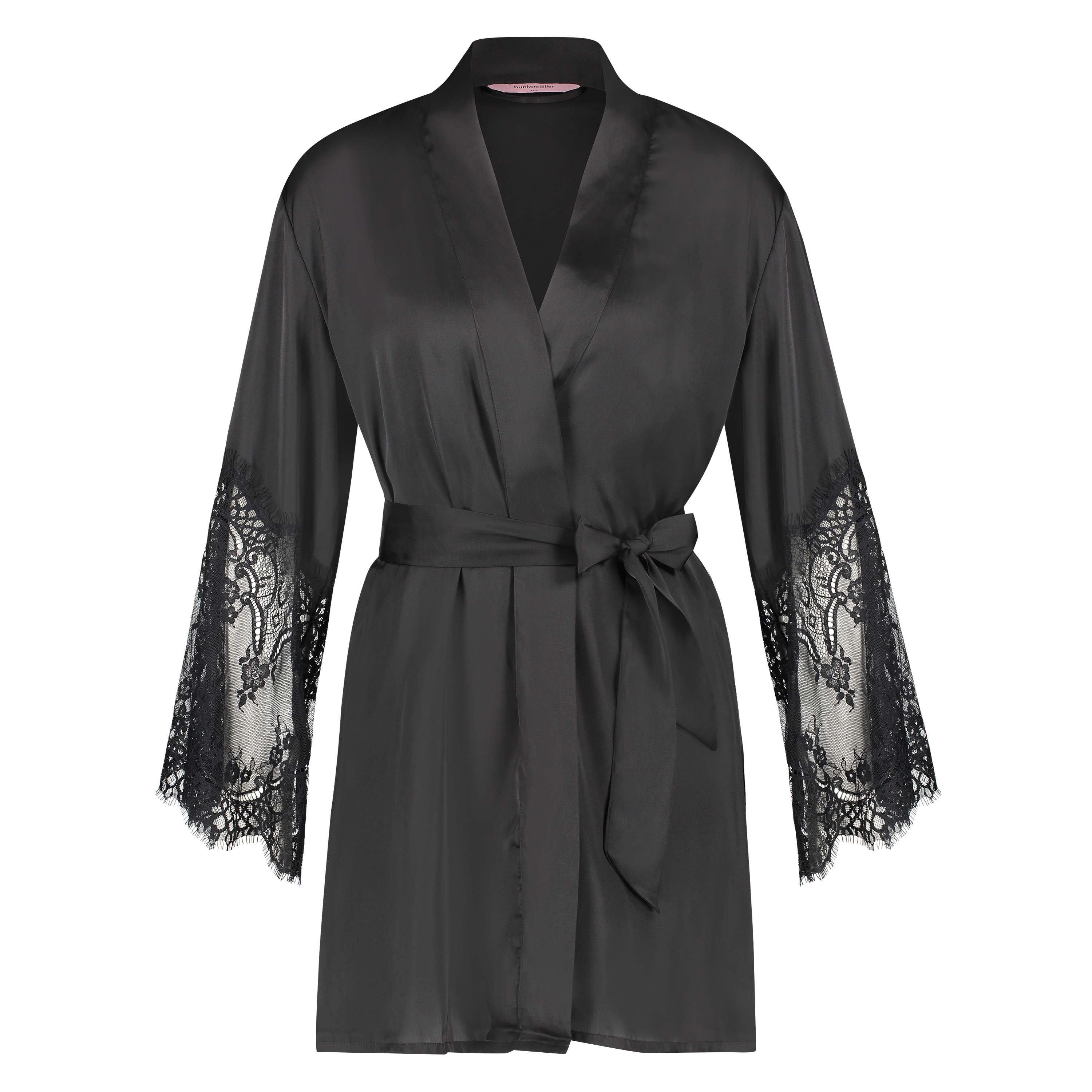 Kimono Lace Satin, Schwarz, main