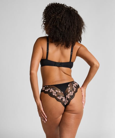 Caro Brazilian mit hohem Beinausschnitt, Schwarz