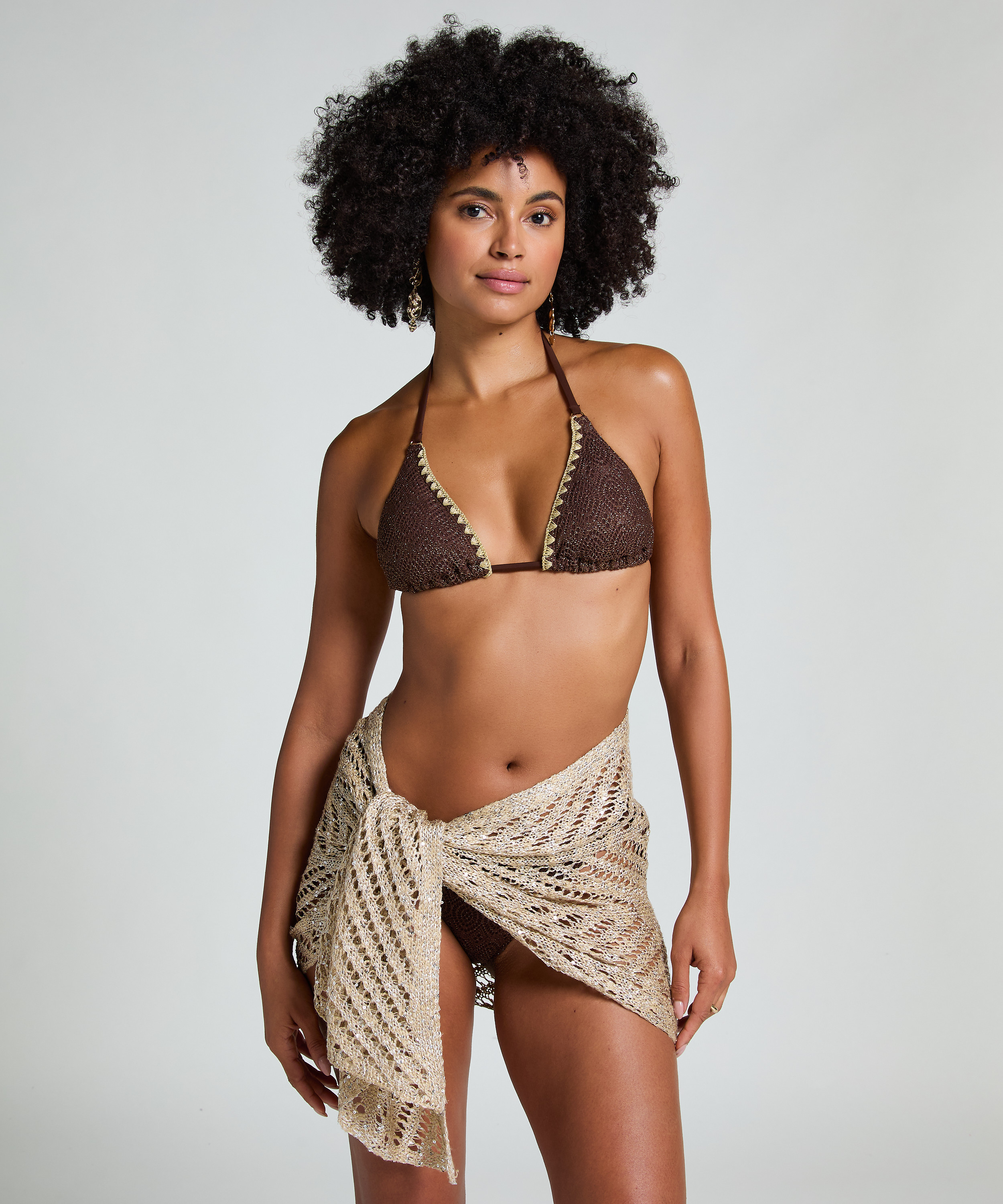 Pailletten-Pareo für den Strand, Beige, main