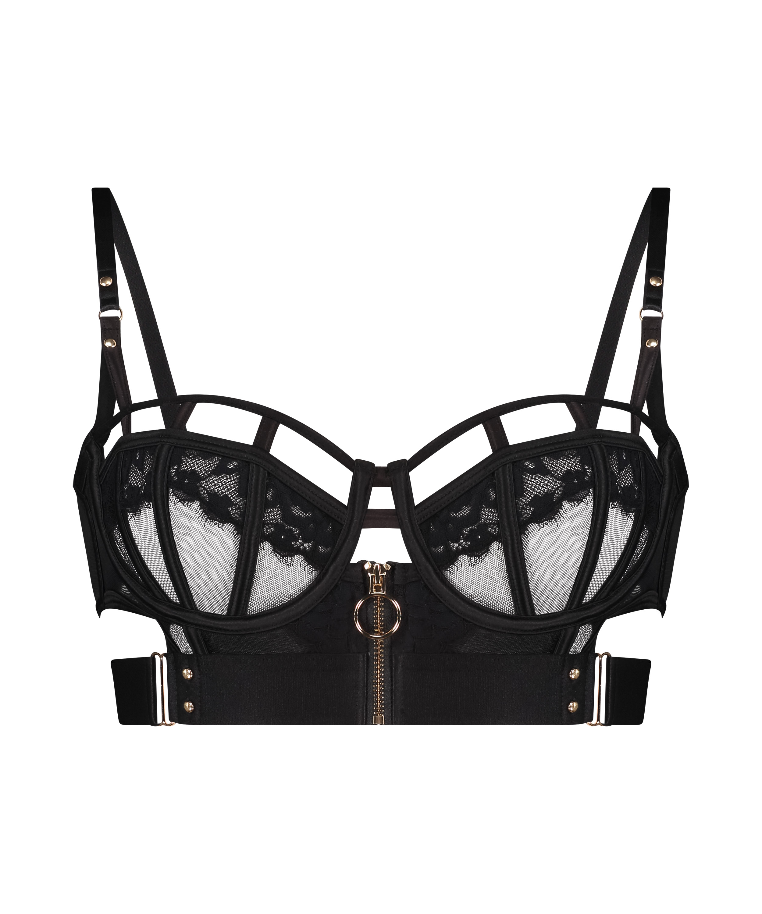 Soutien-gorge à armatures non-préformé longline Sable, Noir, main