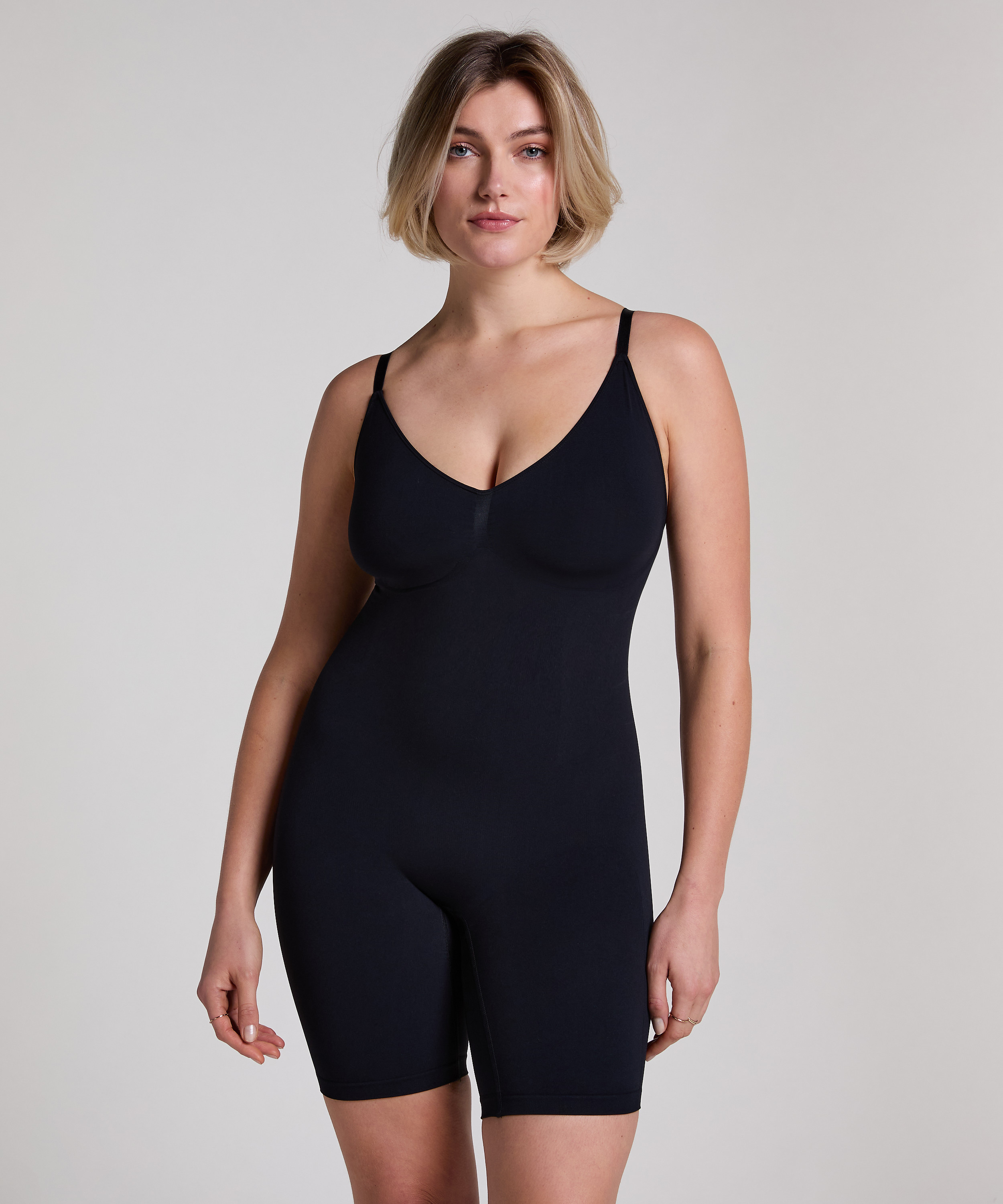 Gaine sans coutures pour les cuisses, Noir, main