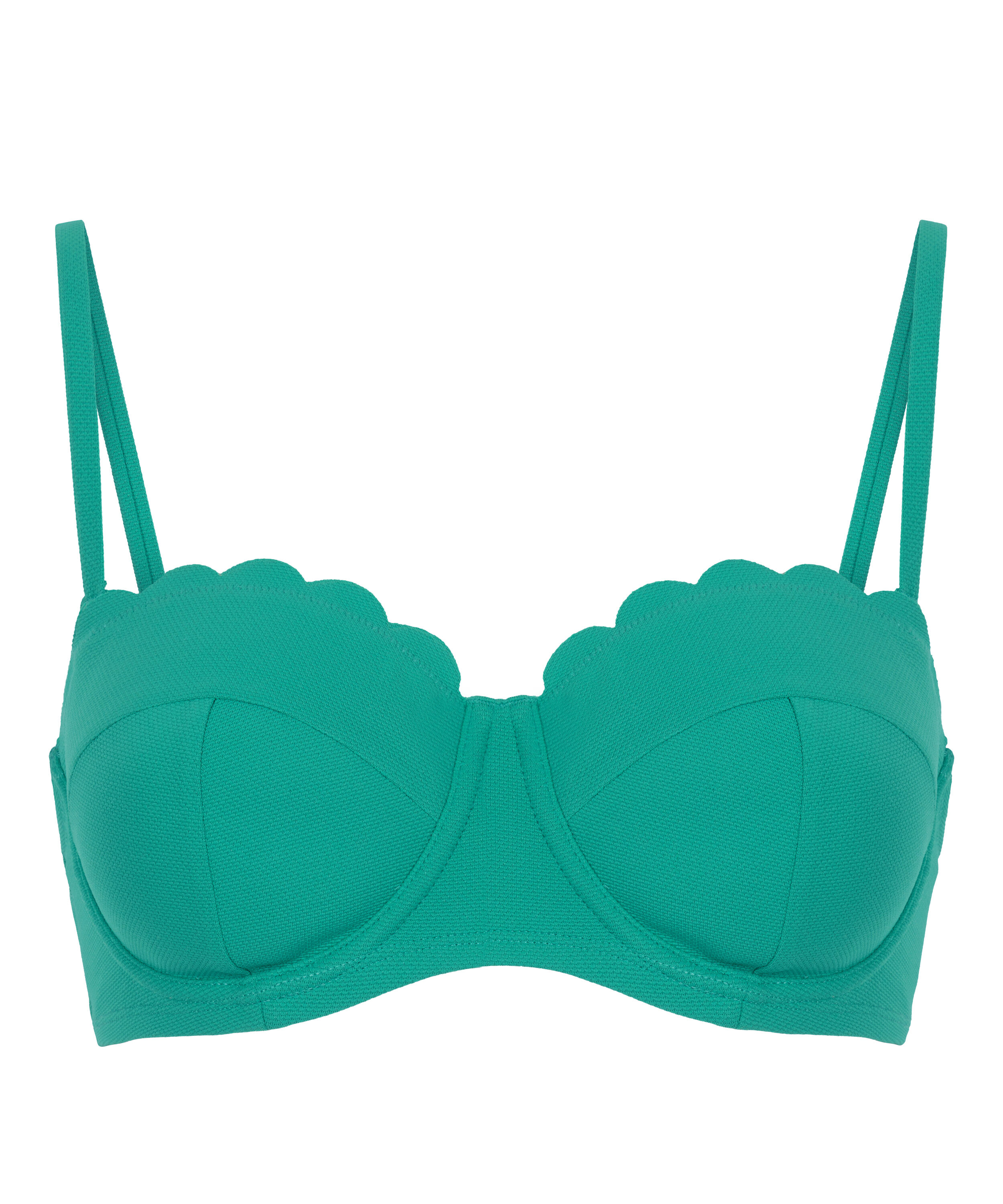 Haut de bikini sans bretelles pr&eacute;form&eacute; &agrave; armatures Scallop Taille E +, Vert