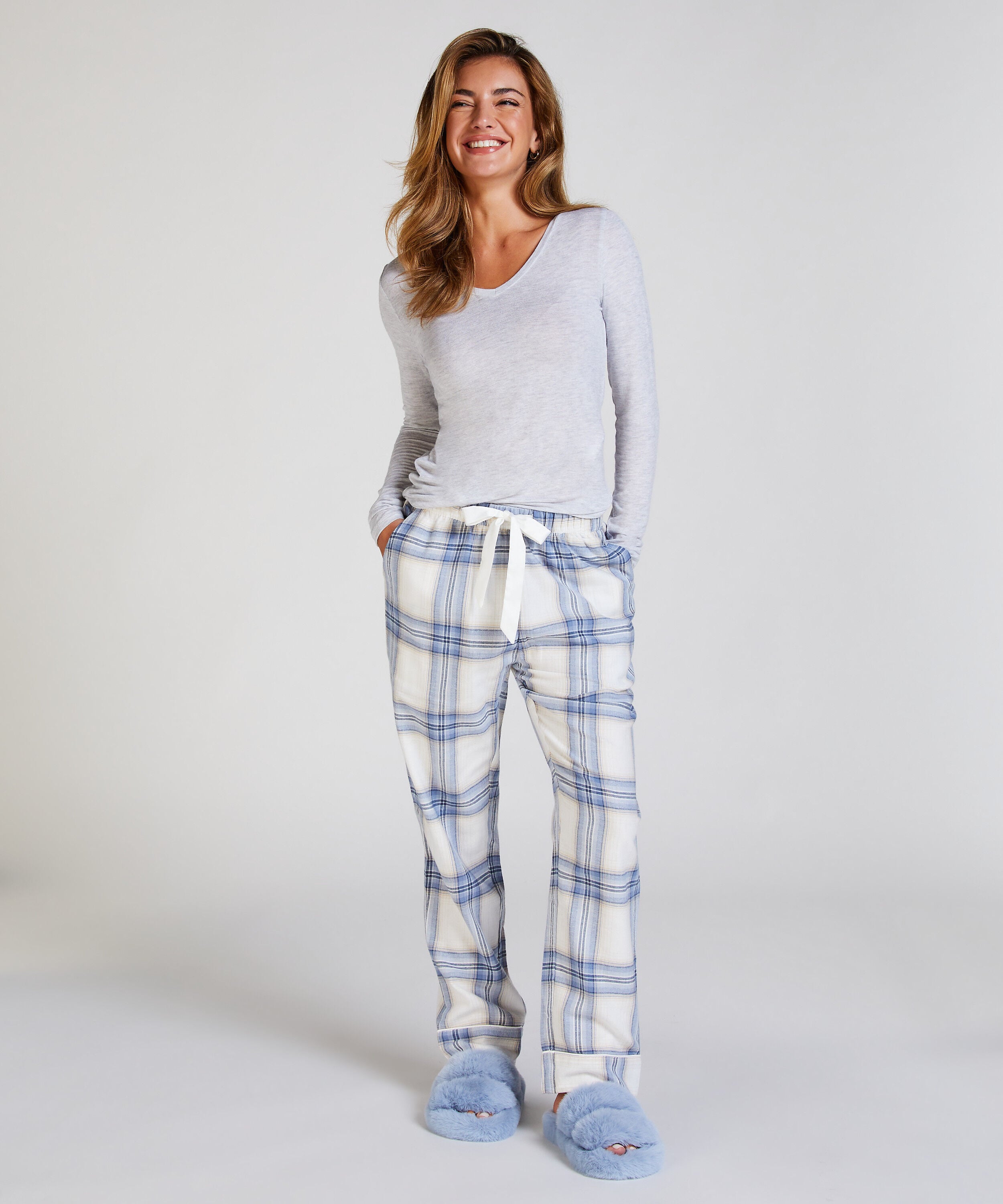 Pyjamahose aus Flanell, Blau