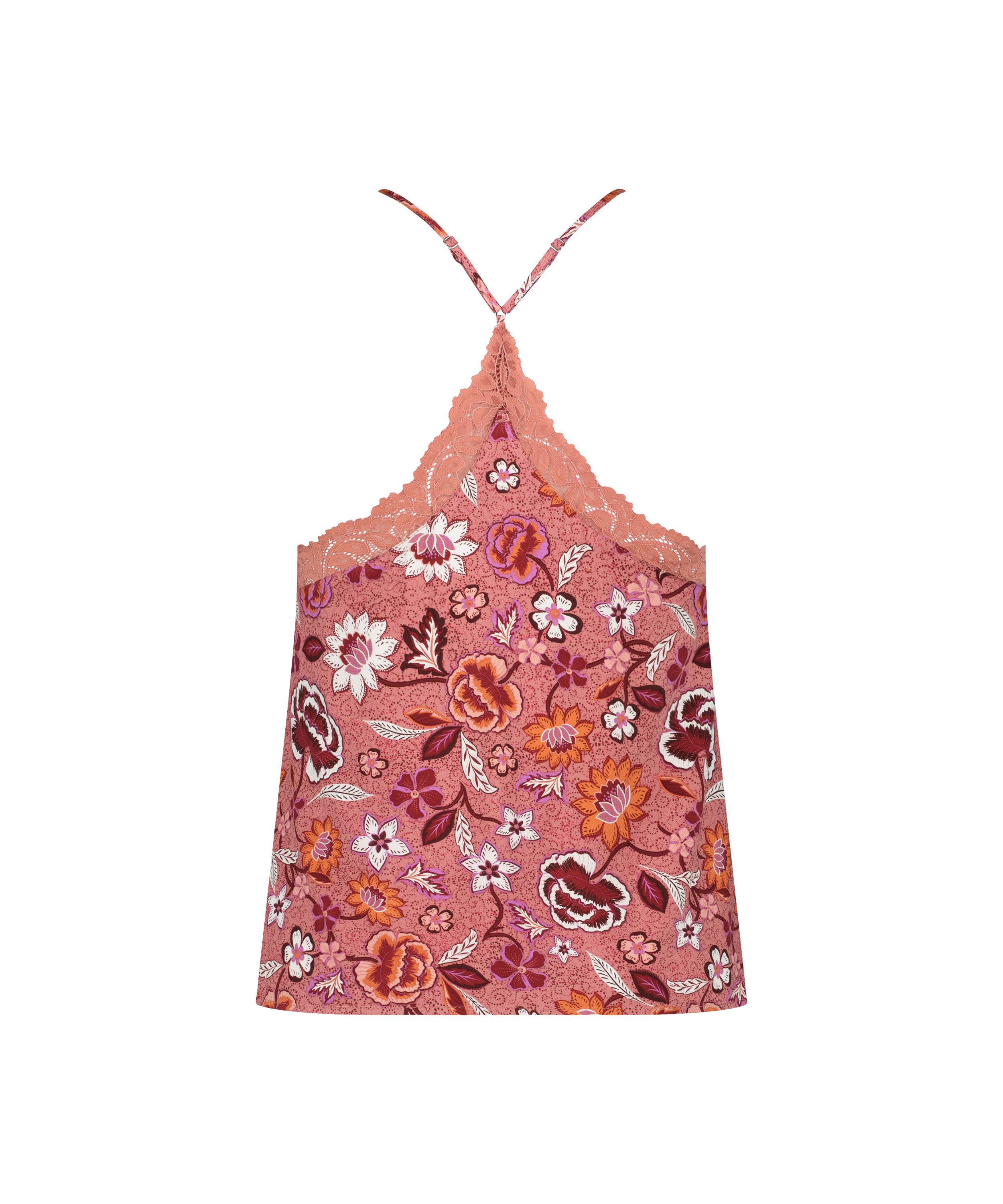 Top Cami en dentelle tiss&eacute;e, Rose, main