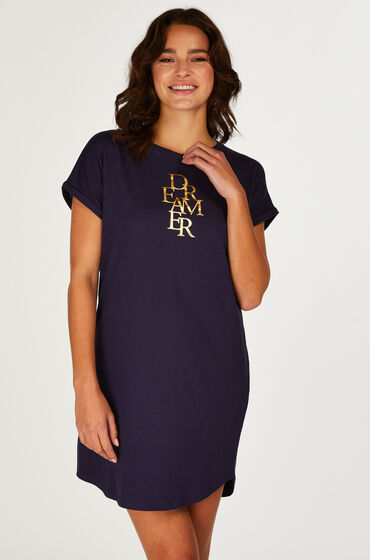 Image of Hunkemöller Nachthemd Rundhalsausschnitt Blau
