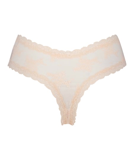 Slip br&eacute;silien V-shape mesh, Rose
