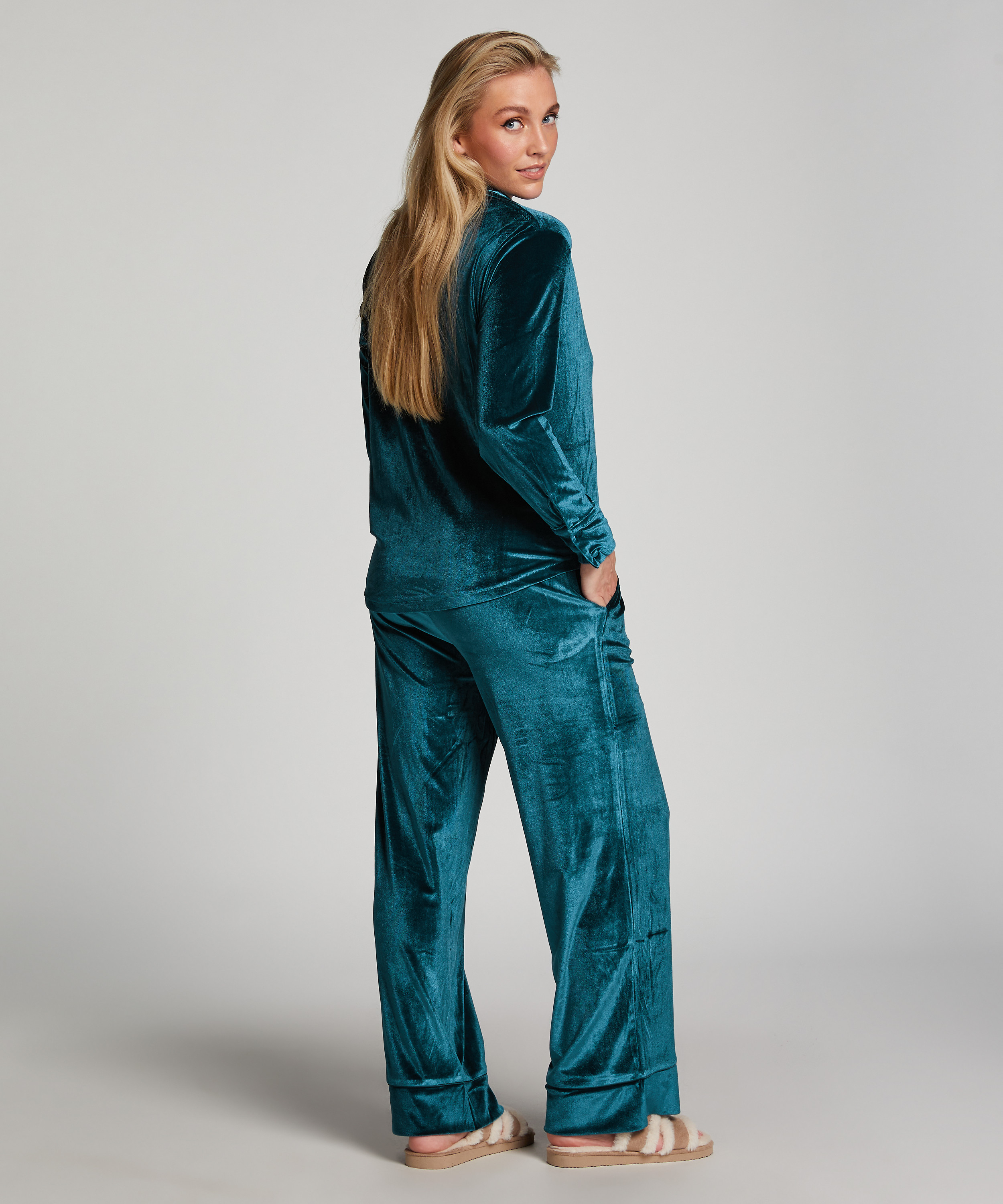 Jogginghose Velours, Blau, main