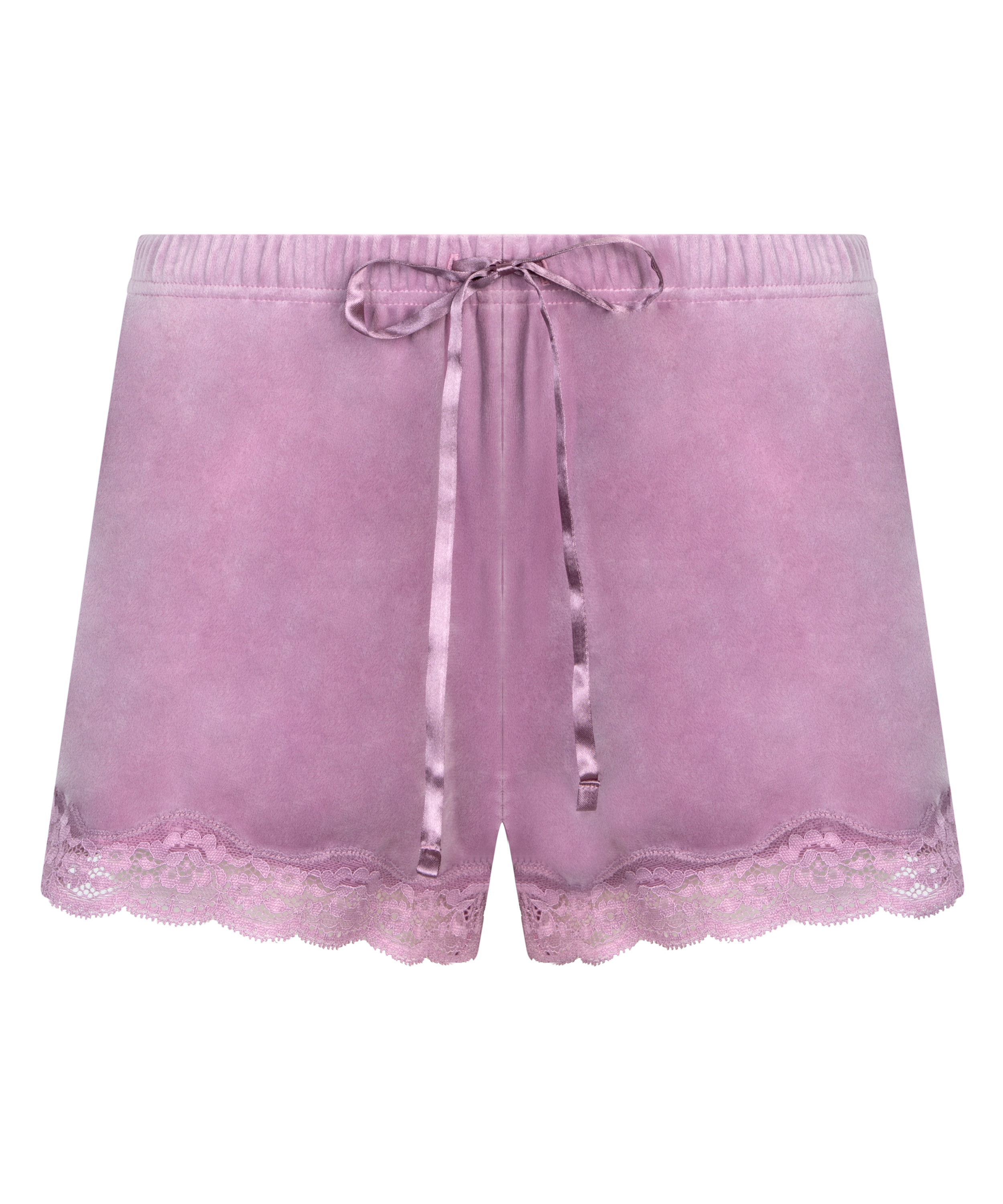 Shorts aus Velours mit Spitze, Lila, main